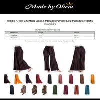 Изработена от Оливия Женска панделка, шифон свободен плисиран широк крак Палацо панталони