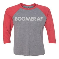 Unise Adult Boomer AF Забавен тениска с къс ръкав Raglan-Vintage Red Premium Heather-XXL