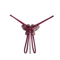 Женски ниско издигане t гръб G струна ремъци с меки пеперуди бикини розови размери свободен размер
