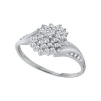 Diamond Princess 10kt бяло злато дамски кръг от диамантен овален клъстер пръстен CTTW