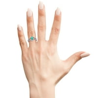 Superjeweler 1. Карат овална форма Създаден изумруд и фантастичен диамантен пръстен в стерлингово сребро за жени