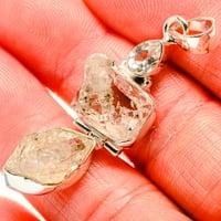 Херкимер диамант, бял кварцов висулка 2 - Ръчно изработен бохо винтидж бижута PD35958