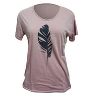 Женска модна кратка перо перо за перо с къс ръкав върхове Графични тениски за жени риза и риза женски