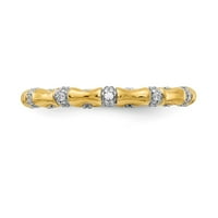 Истински 14kt жълто злато диамант фантастичен бамбуков пръстен размер: 7; за възрастни и тийнейджъри; За жени и мъже