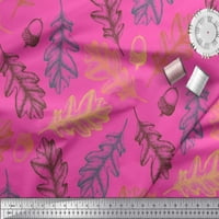 Soimoi розов памучен памучен фланелка тъкани Oaknut & дъбови листа декор тъкан отпечатани bty wide