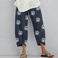 Hhei_k модни жени плътни цветни небрежни памучни панталони с джобове с джобове