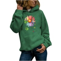 Aufmer с дълъг ръкав с качулка за жени клирънс Hoodlies шия джобни теглене от печат многоцветна суитчър зима ежедневни върхове дами пуловер суичър блуза блуза