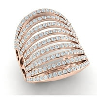 Истински 1.5CTW Кръгло изрязване диамант Prong Fancy Wide Multi-Row сватбена лента Ring Bridal Anniversary Solid 14K Gold GH Si2