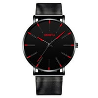 Exywaves мъжки часовник мода Ultra Thin Business от неръждаема стомана Мрежа кварцов часовник за китки за часовници