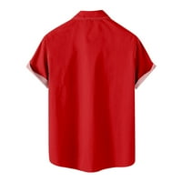 Dxhmoneyh риза Мъжки копче с къс ръкав с винтидж ризи за боулинг големи и високи ежедневни хавайски отпечатана плажна риза с джобни летни готови върхове