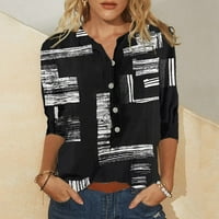 Женски случайно модно памучно бельо отпечатана женска риза с половин ръкав отгоре