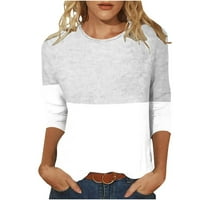 Miluxas дамски върхове ризи плюс размери разстояние Домната модна отпечатана разхлабена тениска със средна дължина ръкави блуза кръгла шия ежедневни върхове сиви 12