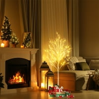 Cfowner 4 фута осветено брезово дърво за вътрешна декорация на домашна ваканция, с LED светлини
