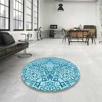 Ahgly Company Machine Pashable Indoor Rectangle Transitional Blue Area Rugs, 8 '12'