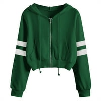 Ketyyh-chn плюс размери суичъри за жени свободни пуловер с дълги ръкави блуза зелено, s