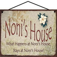 Къщата на Нони знака с цвете на магнолия Какво се случва в къщата на Нони остава в къщата на Нони Винтидж стил Декоративно домакинство Семейство дом Декор Баба на п?