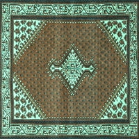 Ahgly Company Indoor Rectangle Medallion Turquoise Blue Traditional Area Rugs, 7 '10'