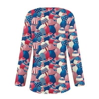 Дамски върхове блуза дамски ръкав ден за независимост отпечатани летни туники върхове кръгло деколте модни флот l