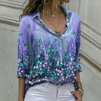 Флорални блузи за жени летни ежедневни ризи блуза за развлечение m
