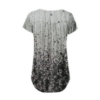 Дамски летни върхове блуза графични отпечатъци с къс ръкав ежедневни жени ризи Хенли вино 5xl