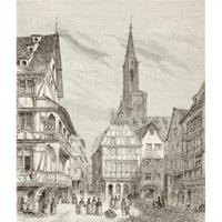 Posterazzi DPI Изглед от 19 век на стари къщи в Страсбург, Франция от отпечатък на плакат от 19 век, 15