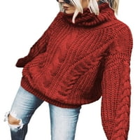 Beiwei дамски пуловер с висока шия джъмпер върхове твърди цветни пуловери Разхлабени пуловер