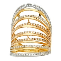 Солидна 14k жълта бяла и роза три цветни златни модни годишнини Кубичен циркония CZ пръстен размер 9
