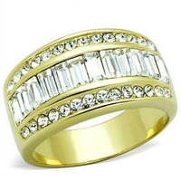 Alamode TK1561- Жени IP златен пръстен от неръждаема стомана с кристал от най -висок клас в прозрачен размер 6