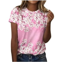 Gathrrgyp женски върхове и блузи, летен клирънс ， Женска модна отпечатана тениска с къси ръкави блуза кръгла шия ежедневни върхове