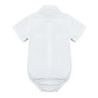 Alvivi Infant Baby Boys Кратки дълги ръкави риза Romper Jumpsuit с папийон