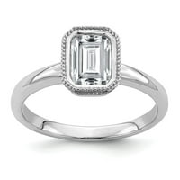 14K ПОЛИЦИАЛЕН БЕЗПЛАТНО 1,05CT. Emerald Beaded Bezel Moissanite годежен пръстен RI размер 5.5