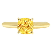 1.0ct възглавница нарязано жълто естествен цитрин 14k жълто злато годишнина годежен пръстен размер 9.5