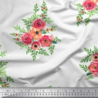 Соимой бял памук Poplin Fabric Flower Flower Print Fabric по двор