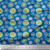 Soimoi Blue памучен фланелка Fabric Stripe & Mandala отпечатъци от плат по двор широк