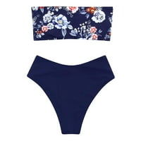 Женски печат подплатен натискане на бикини тръби от най -добри бански костюми Beachweart - Синьо