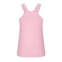 Usmixi летни резервоари върхове солидни тениски за без ръкави за жени елегантни дантелени пачуърки Леки туника жилетка блузи розови XL клирънс под $ 5