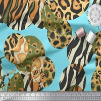 Soimoi Blue Rayon Fabric Leopard & Wild Animal Skin Print Fabric край двора