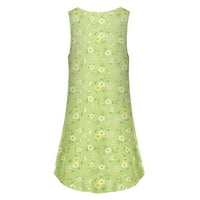 Рокли за жени женски извън рамото без ръкави флорална слънчева рокля Кратка лятна слънчева рокля Chemise Yellow XXL