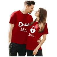 Дамски върхове дамски Свети Валентин Сърце отпечатани с къси ръкави върхове блуза тениски червени s
