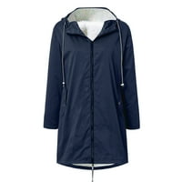 Pxiakgy зимни палта за жени жени солидна зимна топла плътна на открито плюс размер качулка дъждобран ветроустойчив палто за жени тъмно синьо + m