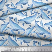 Soimoi сив памучен памук Voile Fabric Whale Ocean Print Craft Fabric край двора
