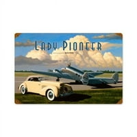 Минали времеви знаци Stk Lady Pioneer Automotive Vintage Metal Sign