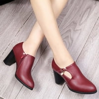 Tejiojio Clearance Нова модна жена Solide Zipper Square Heel Soced Toe Party Shoes Boots