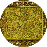 Ahgly компания на закрито кръг животни жълти традиционни килими, 5 'кръг