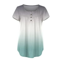 Дамски върхове с къс ръкав раирана блуза ежедневни жени модни v-образни тениски cyan m