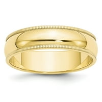 Солиден 10k жълто злато Milgrain Plain Classic Dome Wedding Band Ring Size 4