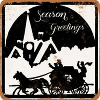 Метален знак - Поздрави за сезона Stagecoach - винтидж ръждив вид