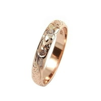 14k розово злато по поръчка ръчна гравирана хавайска кралица plumeria превъртане лента с пръстен размер 4