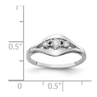 14k бяло златна пръстенна лента диамант кръгъл център за монтаж на камък, размер 6