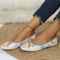 DMQUPV Жени сандали с прашка бродирани етнически стил обувки ретро ежедневни обувки сандали за жени обувки бяло 7